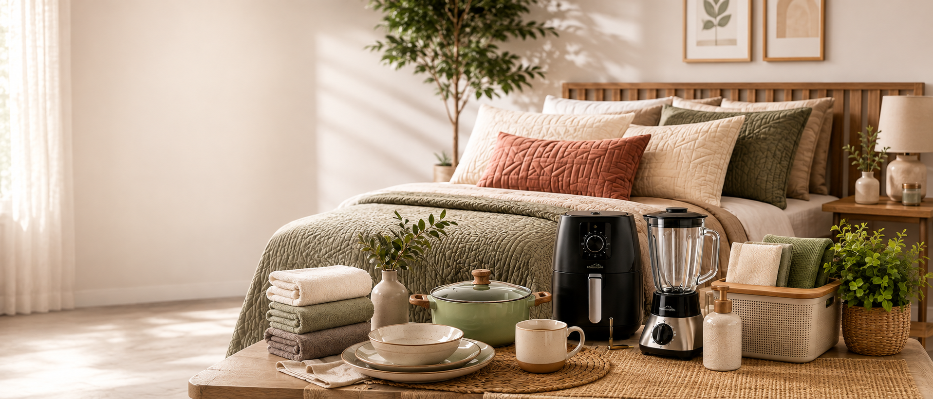Selección de productos para dormitorio, cocina, electrohogar, baño y organización